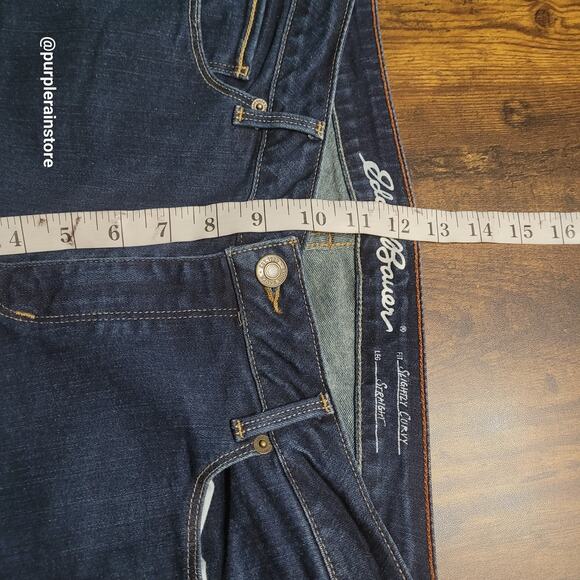 Eddie Bauer Jeans 12 Slightly Curvy Straight Mid Rise Dark Wash Stretch Denim - Picture 8 of 12